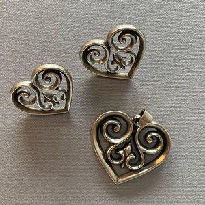 EUC James Avery French Heart Pendant and Earrings Set